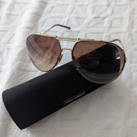 Dolce & Gabbana Gold Aviator Sunglasses with Brown Lenses main image 7